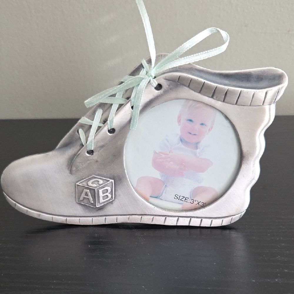 Gray Baby Shoe Photo Frame